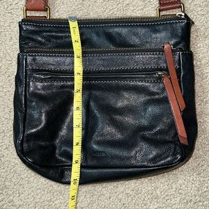 Fossil Corey  Crossbody Bag Black Brown Leather Messenger Purse